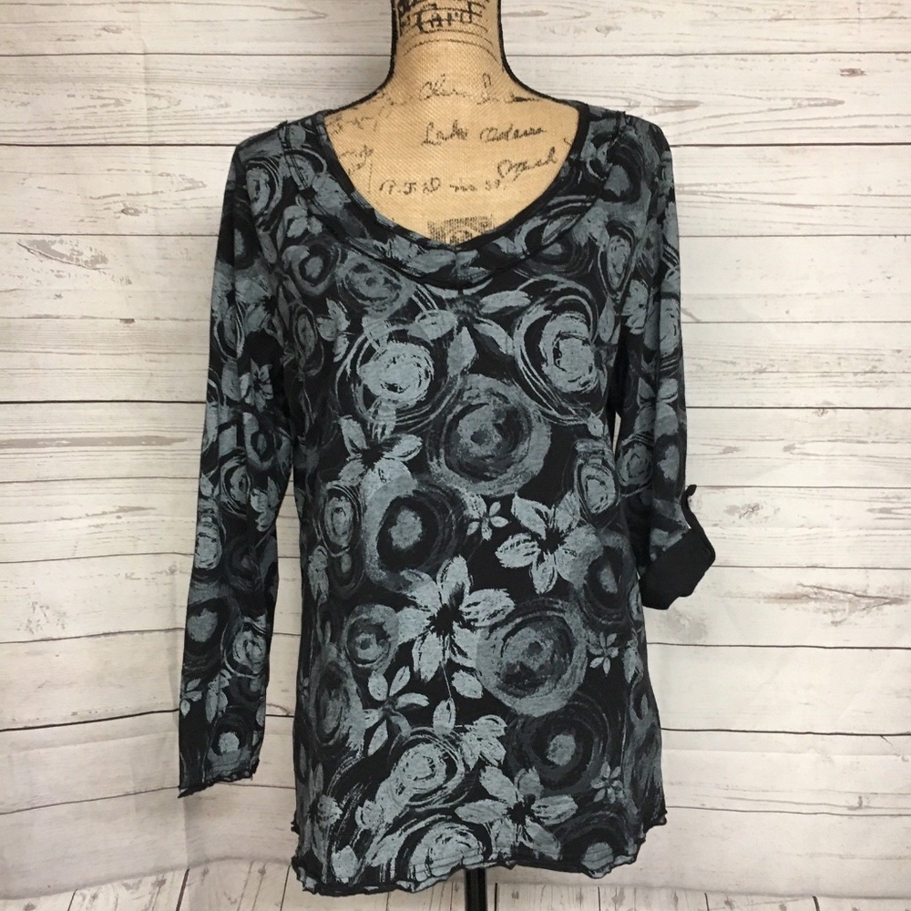 Fresh Produce Floral Tab Sleeve Shirt Sz XS **